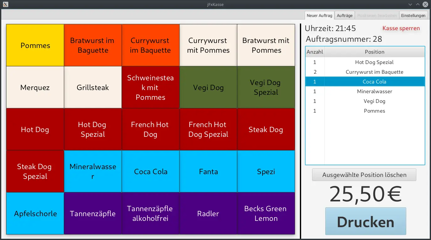 jFxKasse mainwindow